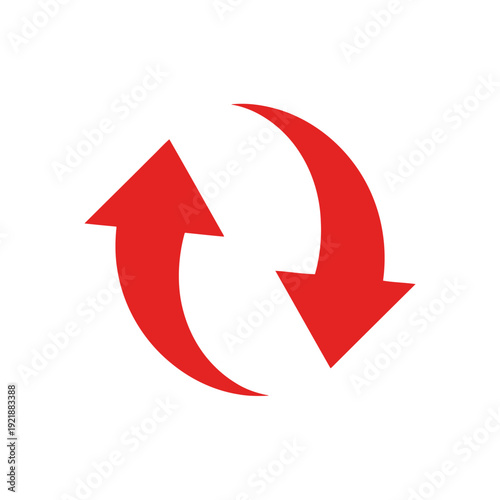 Free Download Red recycling arrows icon isolated on white background flat vector illustration for design - GFXLoad