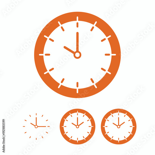 Orange clock icon collection showing different time settings for schedule and management
