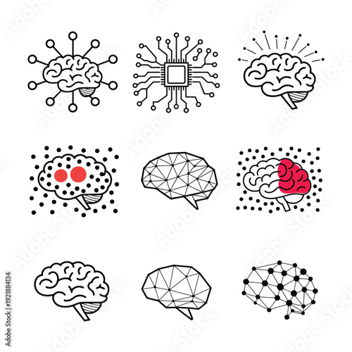 Artificial intelligence vector illustration showing brain network and neural connections