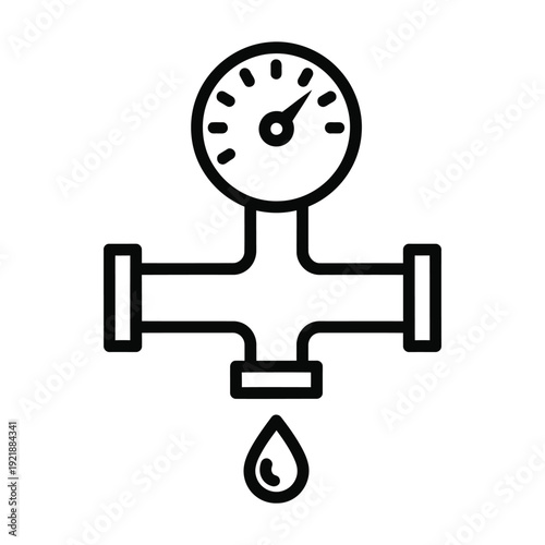 Water pressure gauge with dripping water drop