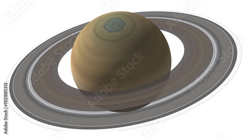 view of planet Saturn hexagon cloud around the north pole