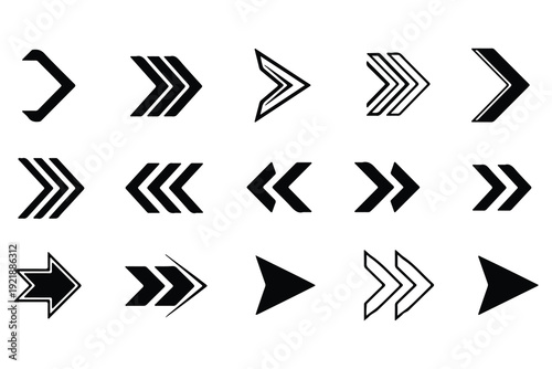 Collection of black and white arrow icons