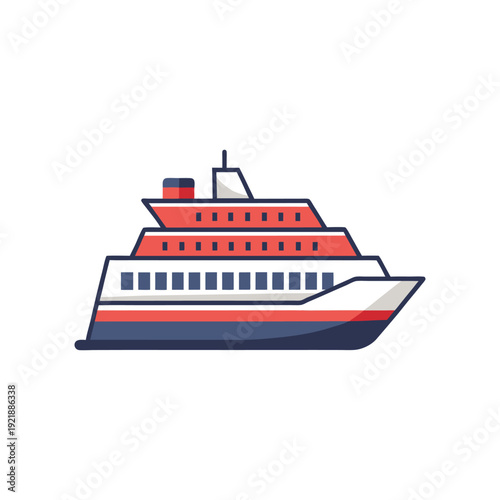 Large modern cruise ship with red white and blue colors  ocean liner vessel