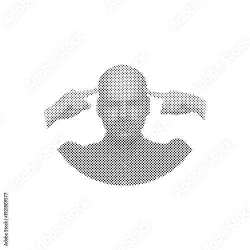 Man With Problem, Thinking Deeply With Halftone Pattern