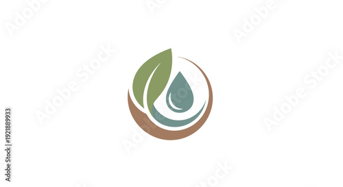 Eco-friendly logo with green leaf and water droplet design.