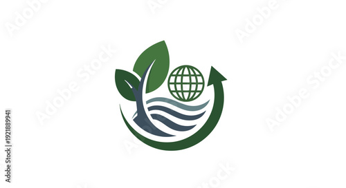 Quadro em tela Eco-friendly logo with leaves and globe symbolizing sustainability and environmental conservation