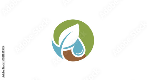 Eco-friendly logo with leaf and water droplet symbolizing nature conservation.