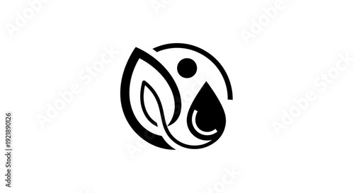 Black logo symbolizing a leaf and a water drop.