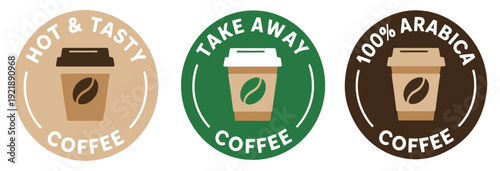 coffee shop cup icon set