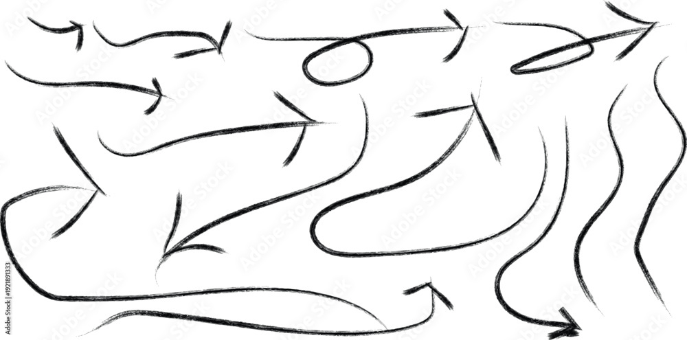 Naklejka premium Collection of black arrows on white background