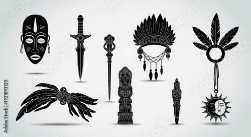 Tribal Artifacts and Symbols Collection.