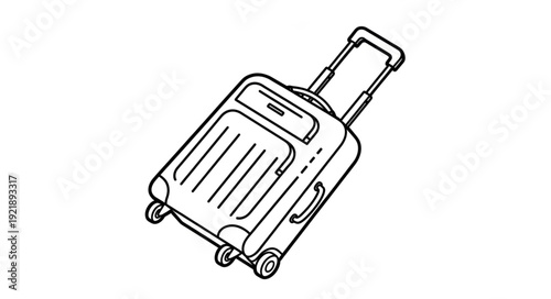 Detailed illustration of a rolling suitcase, perfect for travel and vacations, ready to go.