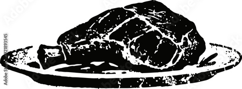 Grilled meat steak on plate barbecue dinner with roasted beef slice, juicy cooked food