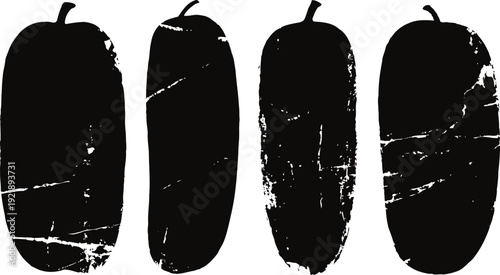 Distressed black paint brush strokes set rough textured ink marks illustration abstract grunge design elements