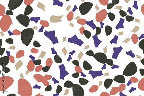 Vibrant abstract pattern with colorful shapes on white background