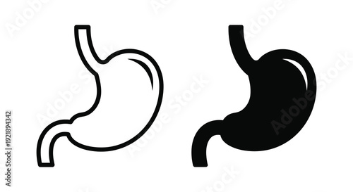 Two stomach illustrations one outlined and one solid a striking silhouette
