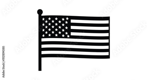 Black and white image of the american flag a striking graphic silhouette