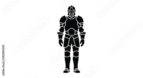Full body depiction of a medieval knight in armor a striking silhouette