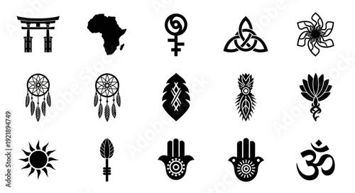 Collection of Diverse Symbols and Icons.