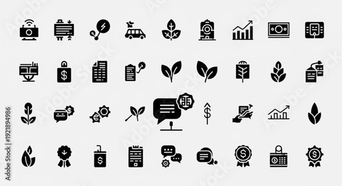 Collection of Business and Finance Icons Representing Growth and Success.