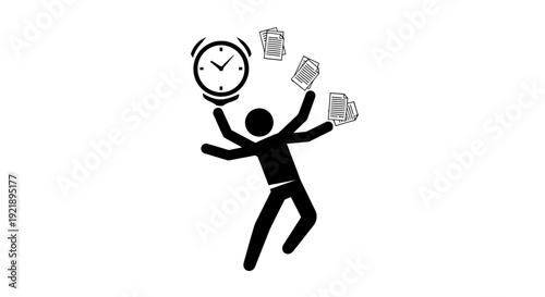 Man juggling money and time symbolizing financial stress and time management.