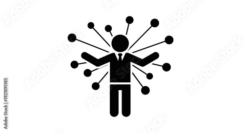 Businessman with Multiple Connections and Interactions.