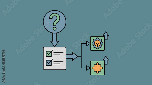 Problem solving workflow steps checklist arrows linear flat vector business solution process concept