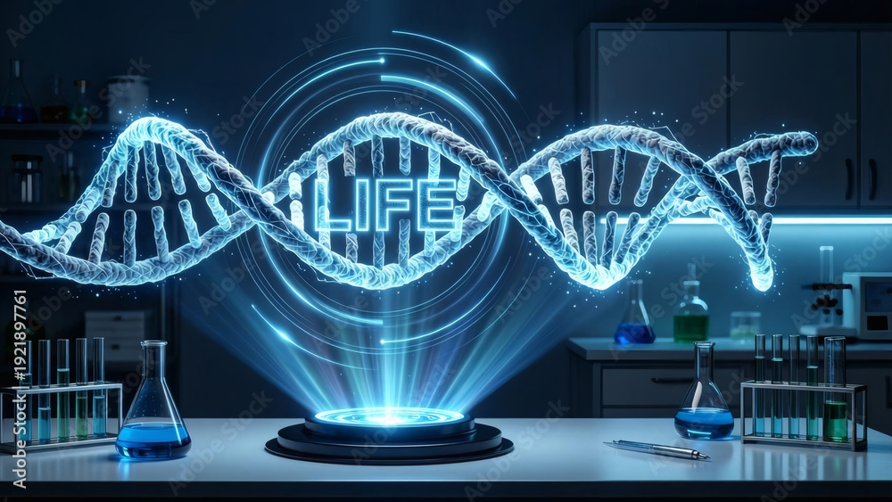 Fototapeta premium DNA Hologram in a Laboratory Setting