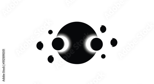 Black circle solar eclipse illustration with white glow