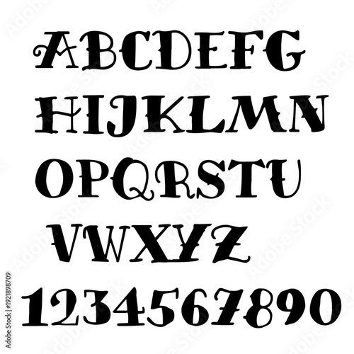 alphabet, doodle funny playful fonts and numbers , PNG fonts and alphabet fonts, numbers and abc cute kindergarten handwriting playful letters.  children font and numbers vector illustration