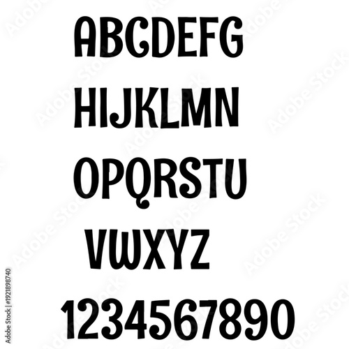 alphabet, doodle funny playful fonts and numbers , PNG fonts and alphabet fonts, numbers and abc cute kindergarten handwriting playful letters.  children font and numbers vector illustration