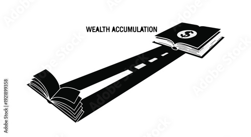 wealth accumulation concept with book and dollar sign