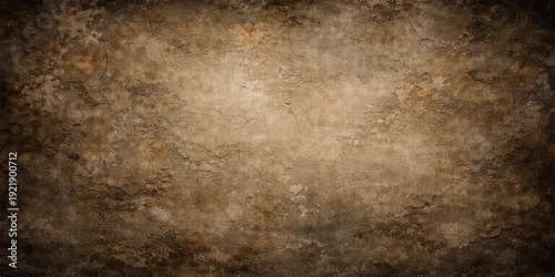 A dark stained antique parchment with a worn grunge texture creates a vintage brown backdrop featuring aged paper and a grungy blank wall design for a retro art pattern