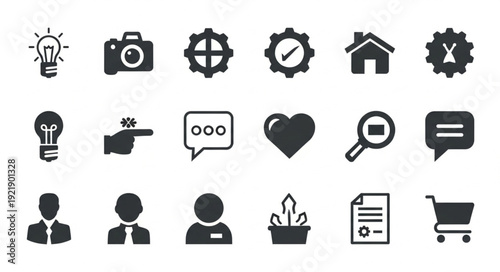 Collection of modern flat design icons for web and mobile applications.