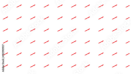 Fotografie Numerous red 'copyright' words scattered across a white background, signifying i