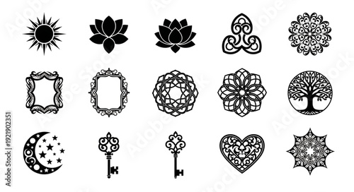 Collection of Esoteric Symbols and Icons for Design.