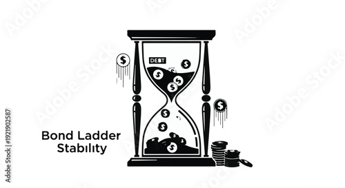 Financial stability concept with hourglass and money