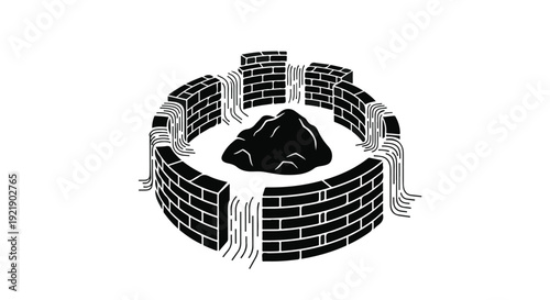 broken brick wall with hole illustration