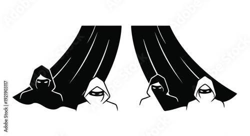 ghostly figures in hooded cloaks peeking out