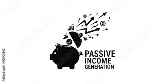 Passive income generation concept with piggy bank