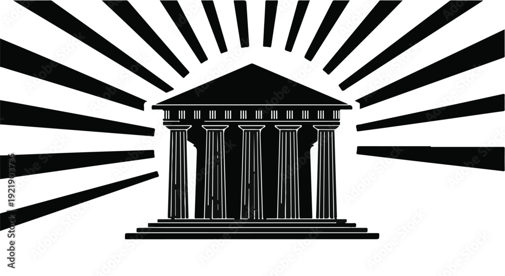Obraz premium black and white illustration of ancient greek temple