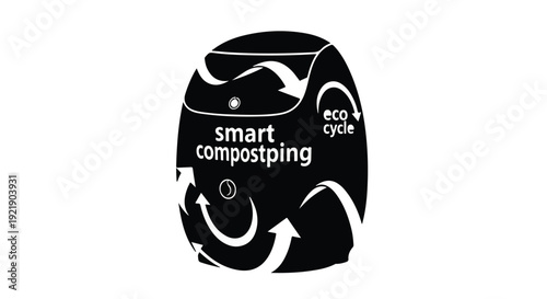 Smart composting eco cycle bin illustration, modern sustainable waste management concept, green living and recycling symbol