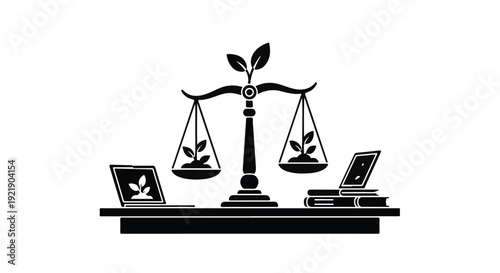law and technology balance scale illustration