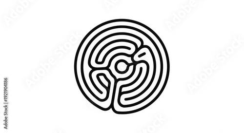 Circular maze logo puzzle design element