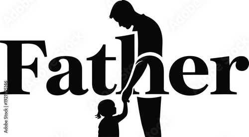 Father and child silhouette logo