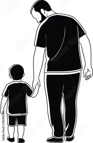 A man and a child walking hand in hand