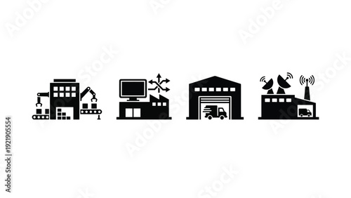 Industrial Buildings and Factory Icons