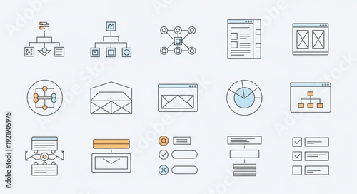 Collection of business organization charts and flow diagrams.