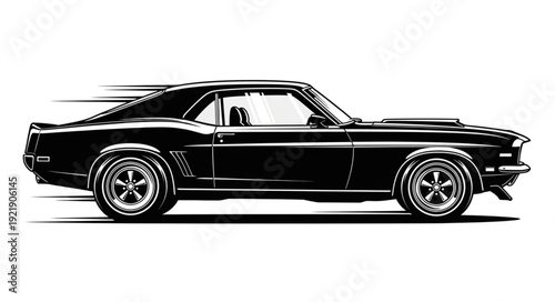 Vintage American Muscle Car Illustration in Motion.