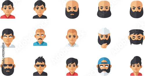 Diverse human face icons set flat design style